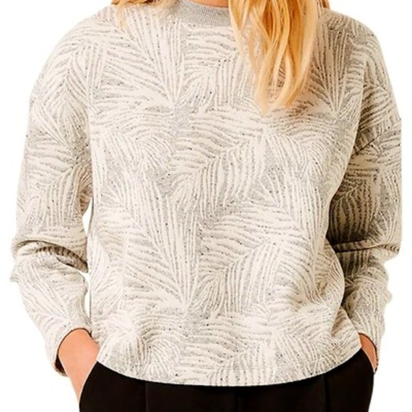NWT French Connection Sekia Jersey Crew Neck Top, grey/white melange Sz XS boxy - Picture 1 of 13